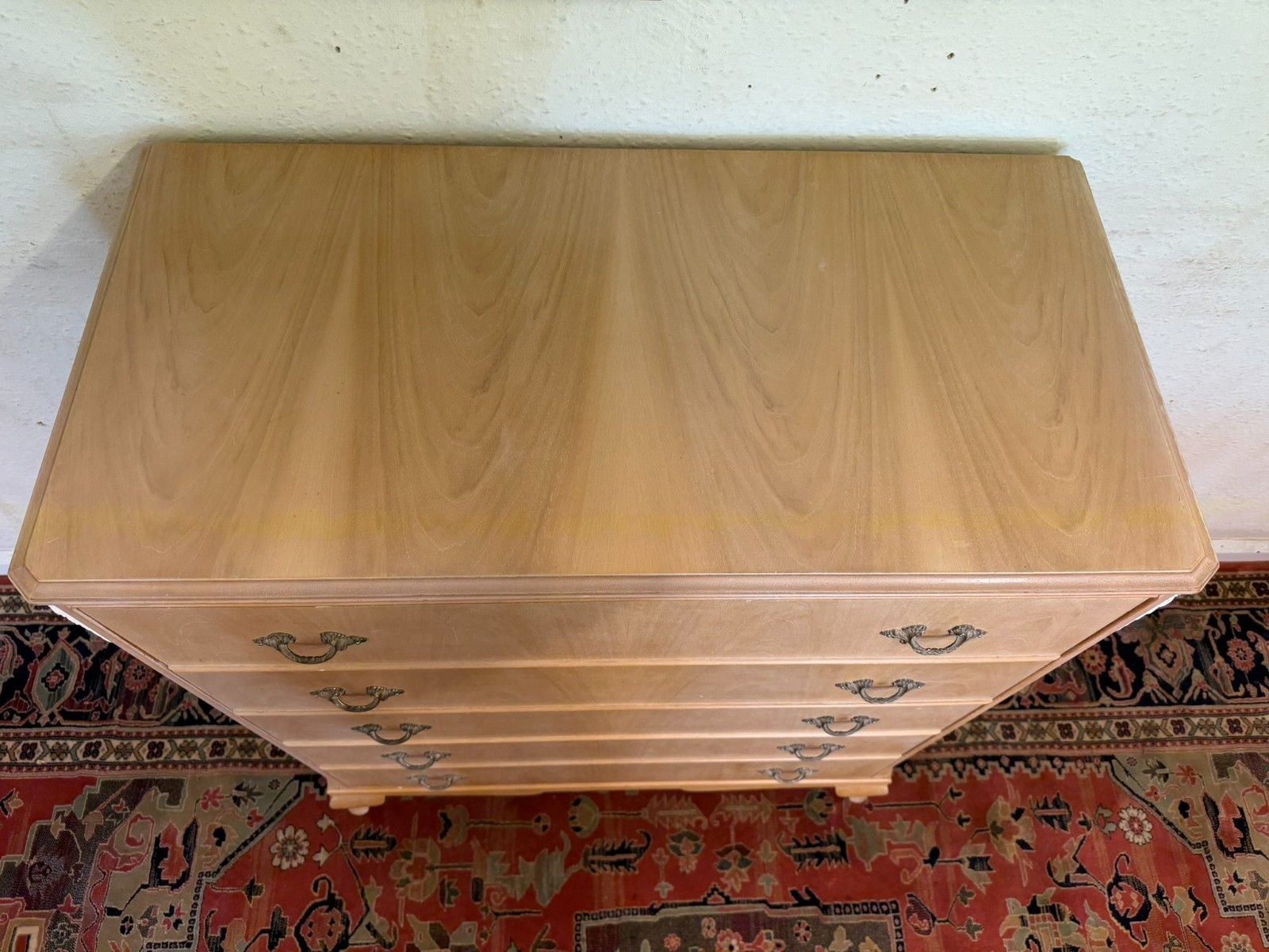photo for sale Bleached Walnut Chest Of Five Drawers Circa 1940