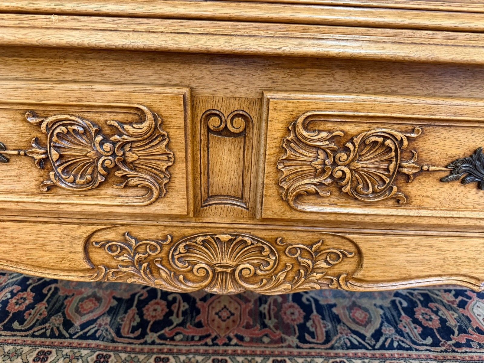 photo for sale Antique French Carved Oak Glazed Cabinet Circa 1930