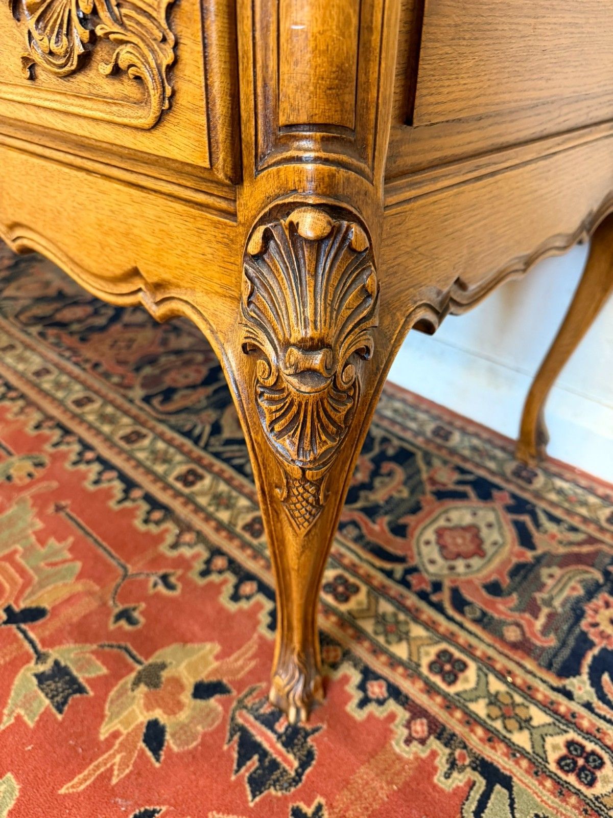 photo vinterior Antique French Carved Oak Glazed Cabinet Circa 1930