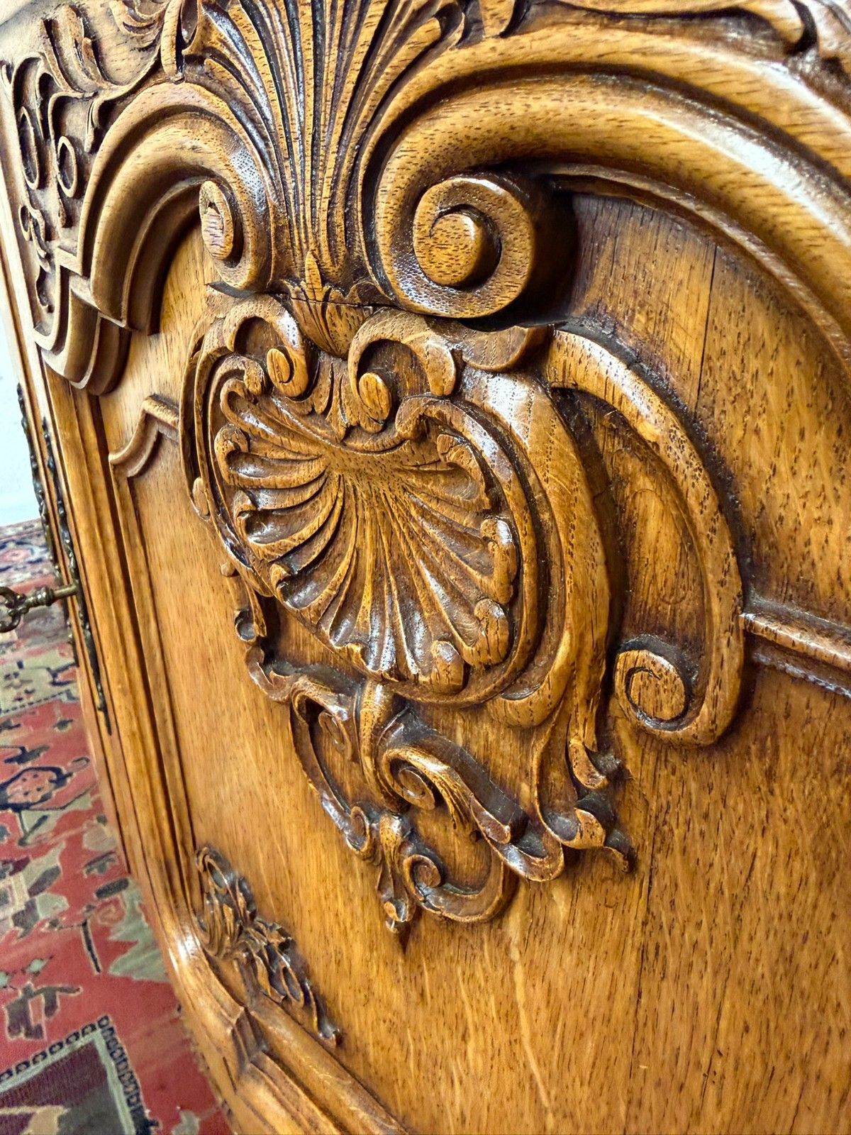 photo vinterior Antique French Shaped Carved Oak Four Door Enfilade/Credenza Circa 1930