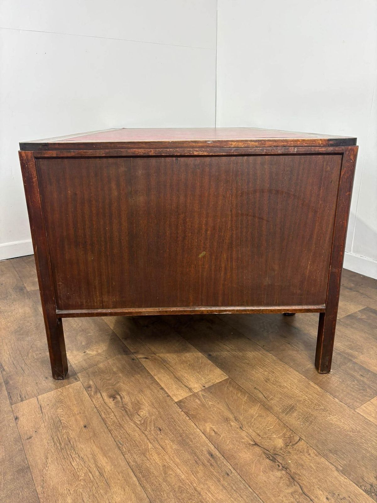 photo for sale Mid Century Oak Kneehole Twin Pedestal Desk