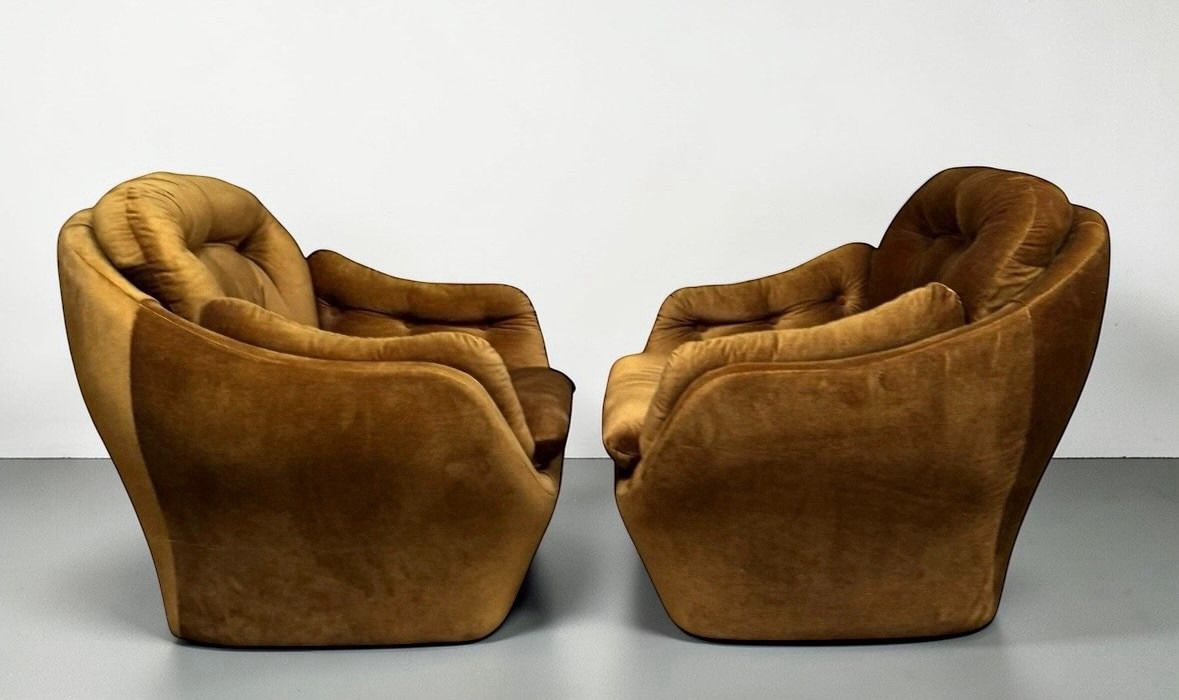 Pair Of Mid Century Vono Armchairs Art Deco Style C1950s Rare