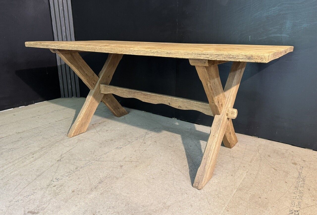 X Legs French Oak Farmhouse Dining Table photo furniture
