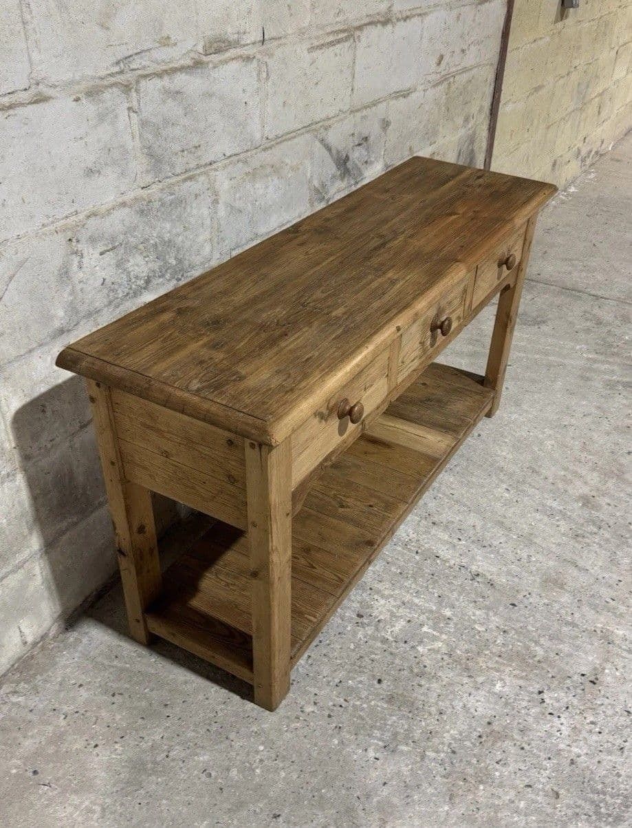 Vintage Antique Style Solid Pine Sideboard Console Hall Side Table Pot Shelf photo vinterior