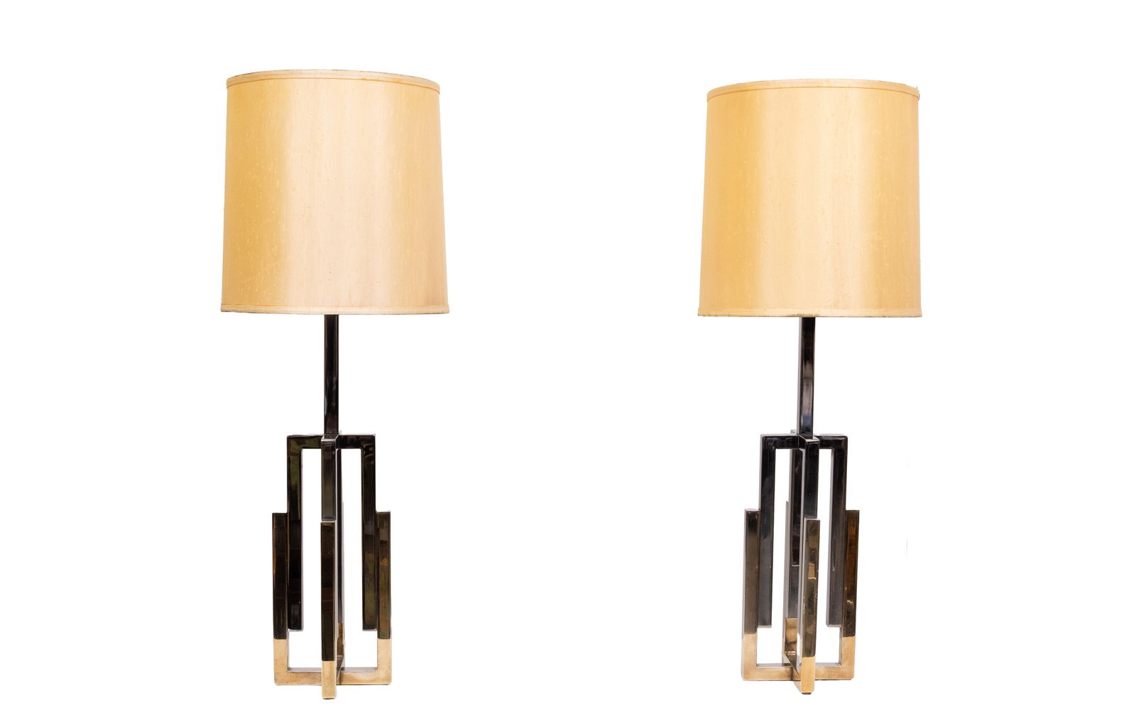1970s Hollywood Regency Table Lamps, Brass & Chrome