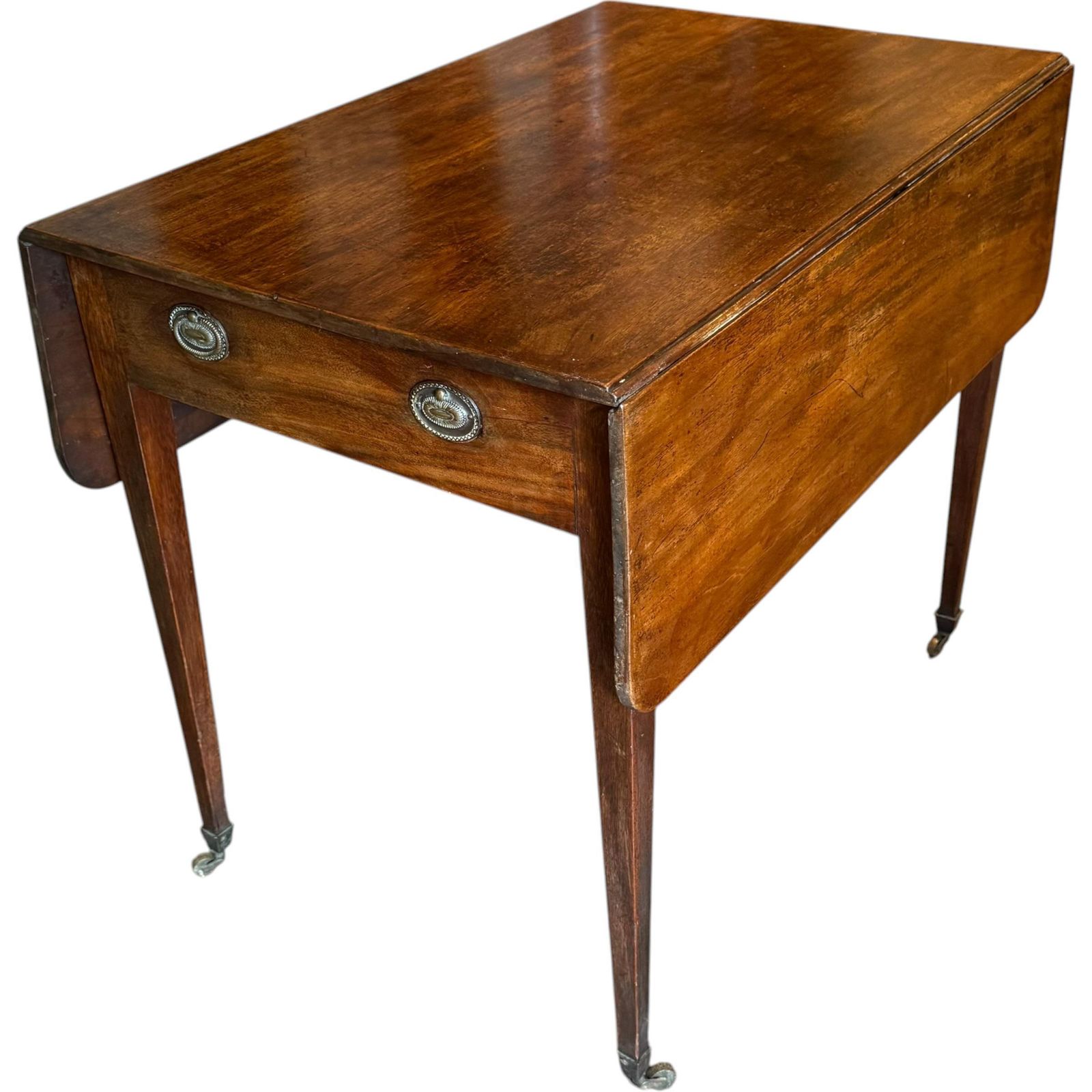 Antique Georgian Mahogany Pembroke Table, Drop Leaf Side Table, English Antique Furniture, Occasional Table With Drawer photo furniture