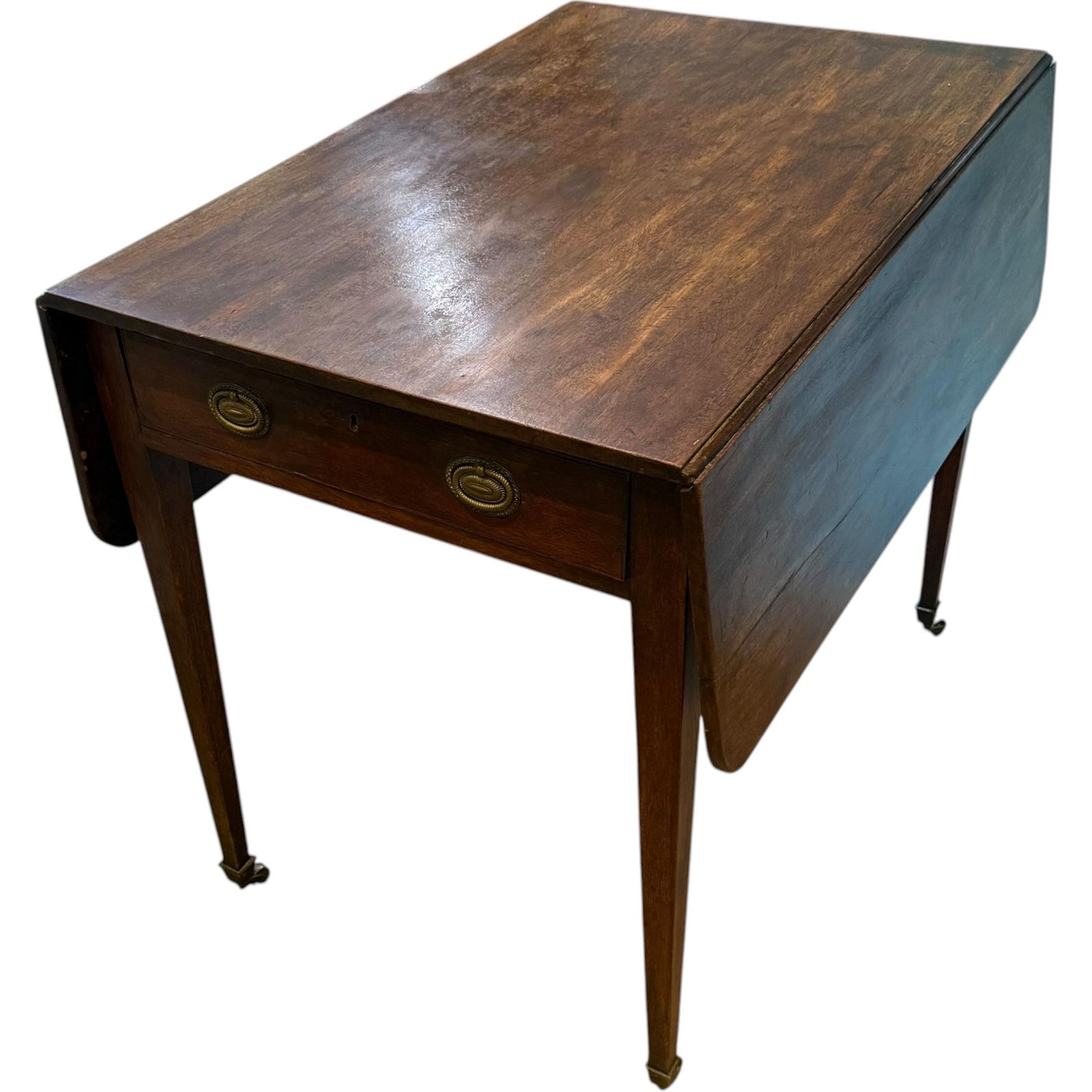 Antique Georgian Mahogany Pembroke Table, Drop Leaf Side Table, English Antique Furniture, Occasional Table With Drawer photo for sale