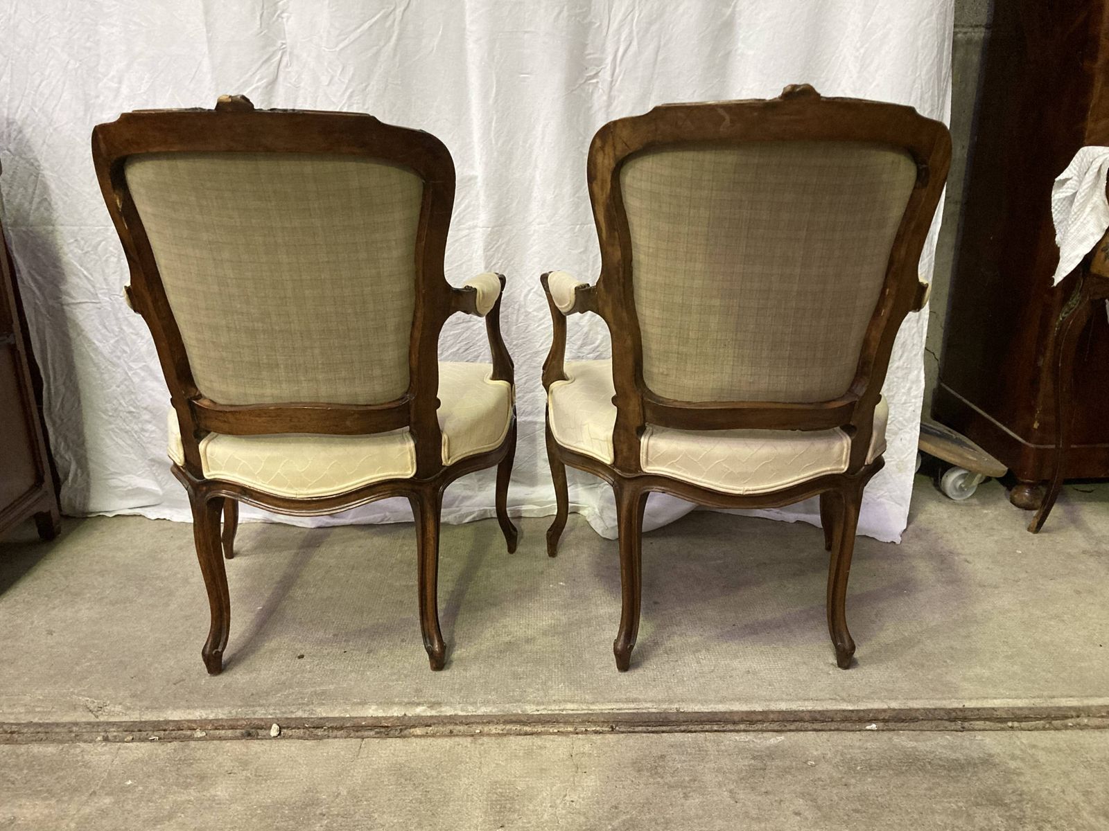 Pair Of Beige Louis XV Style Armchairs. photo vinterior