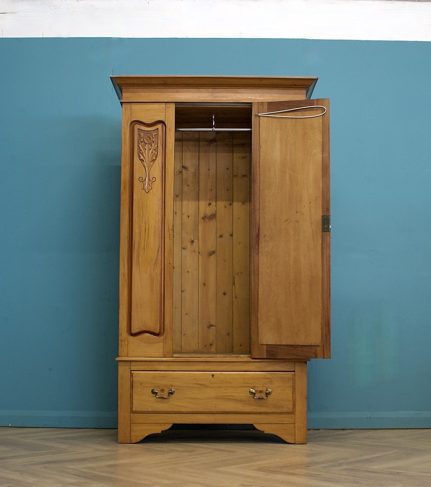 Antique Edwardin Satinwood Wardrobe Hall Cupboard, 1900s #1774 photo furniture