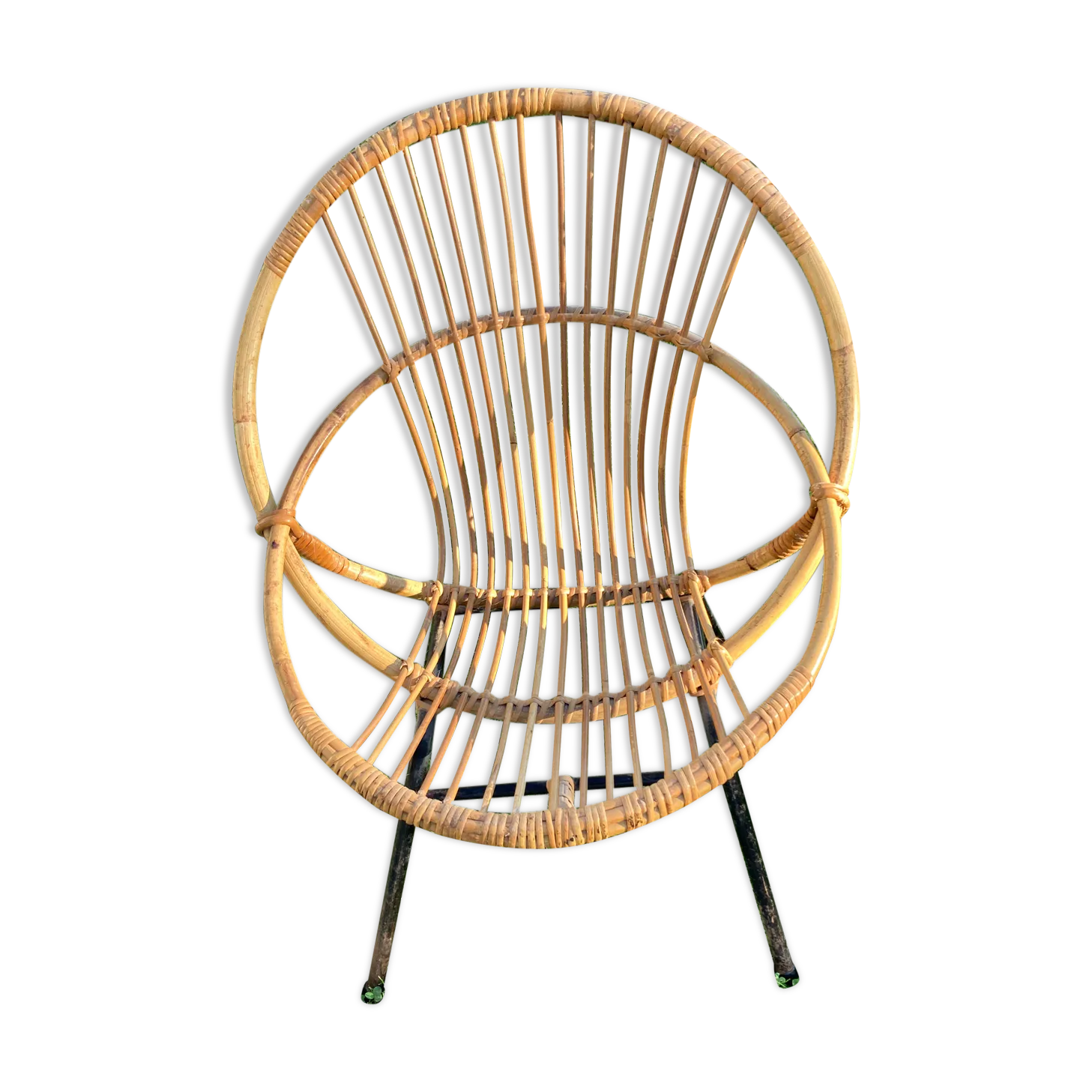 photo furniture Dirk Van Sliedregt Rattan Armchair For Rohe Noordewolde 60s.