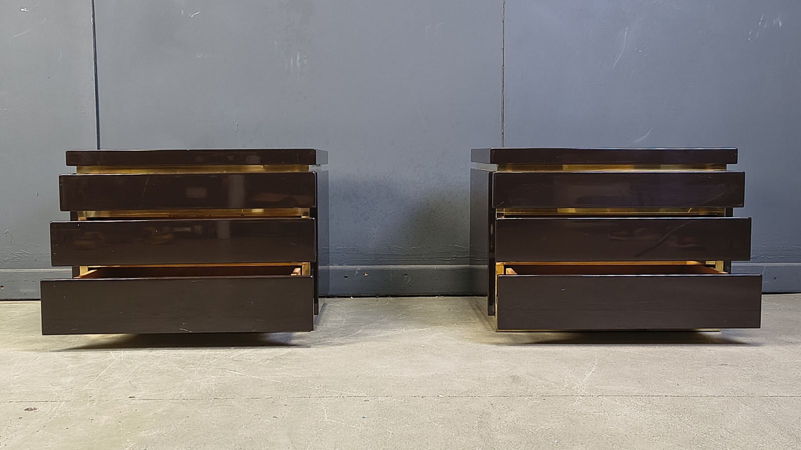 Pair Of Bedside Cabinets By Jean Claude Mahey, 1970s photo furniture