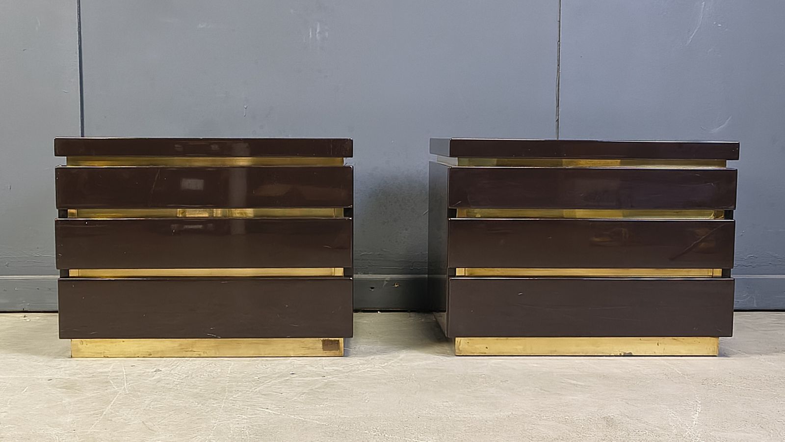 Pair Of Bedside Cabinets By Jean Claude Mahey, 1970s photo vintage