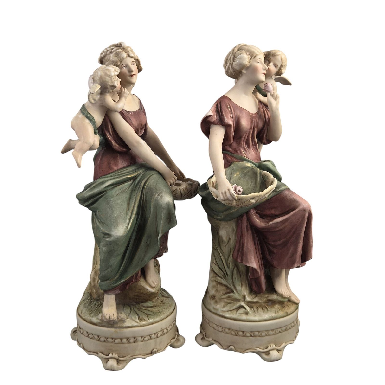 Royal Dux Bohemia Art Nouveau Maiden Figures By H. Schubert photo 1300.0
