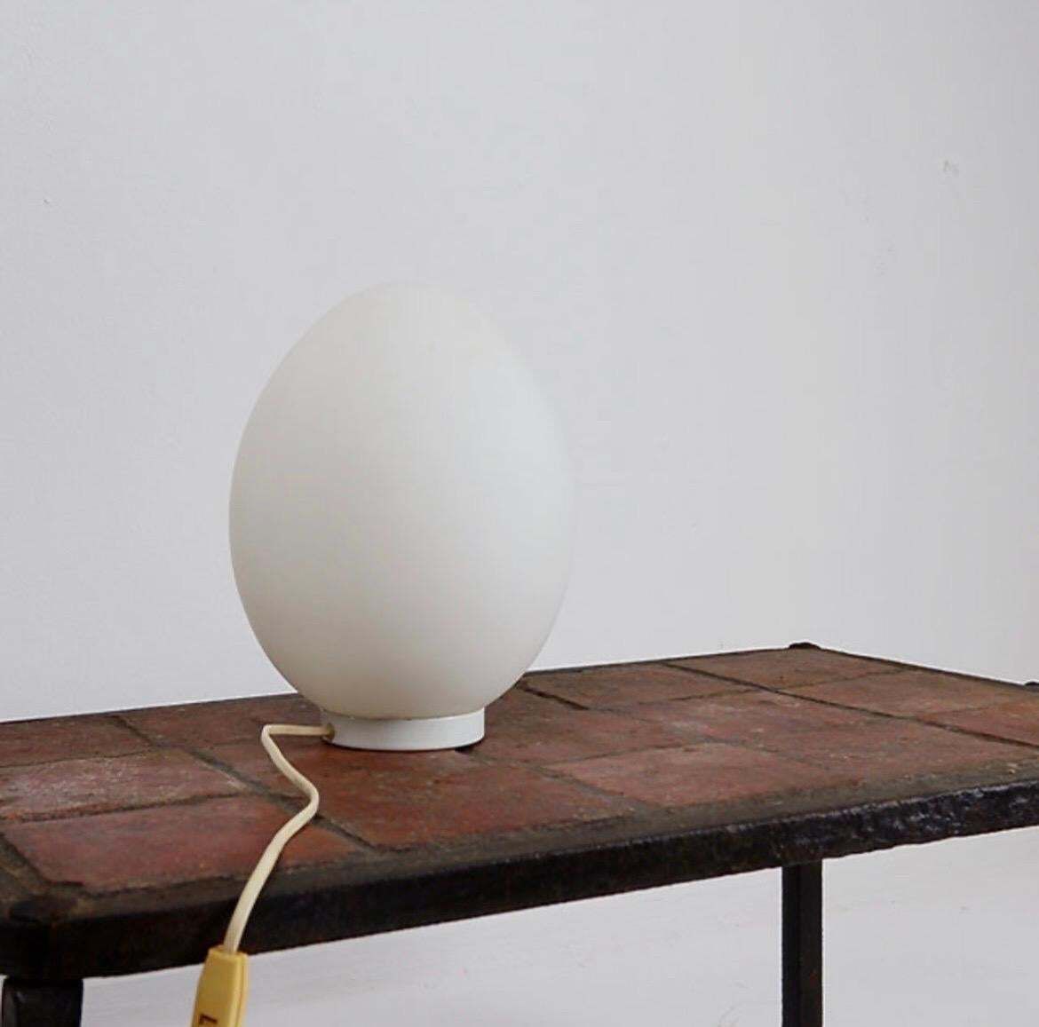 Mid Century Modern Opaline Glass Egg Lamp Attr. Fontana Arte, 1970s photo furniture