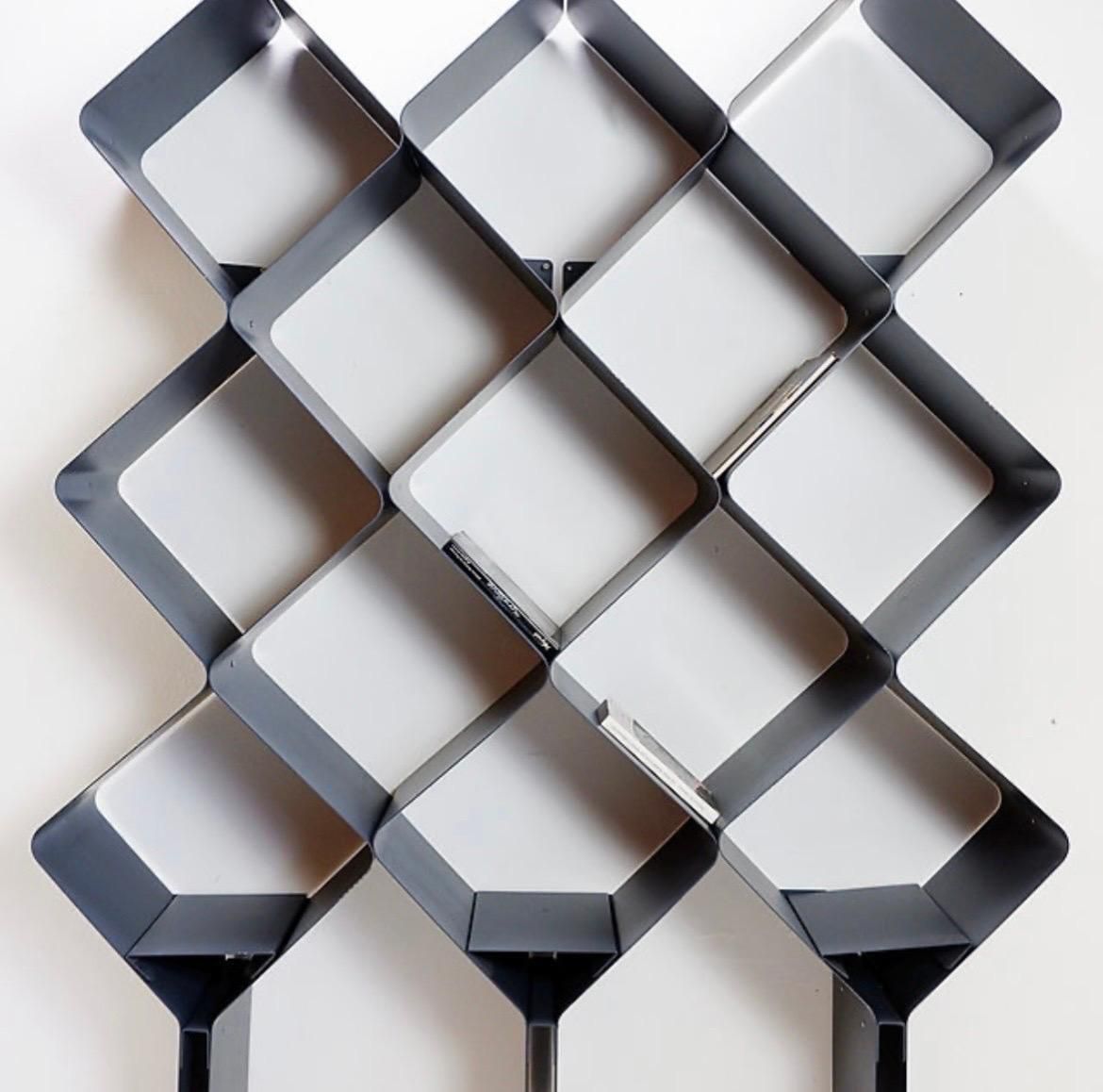 Set Of Honeycomb Metal Wall Shelf By Albury In Gray    Organic Modern Design photo Furniture