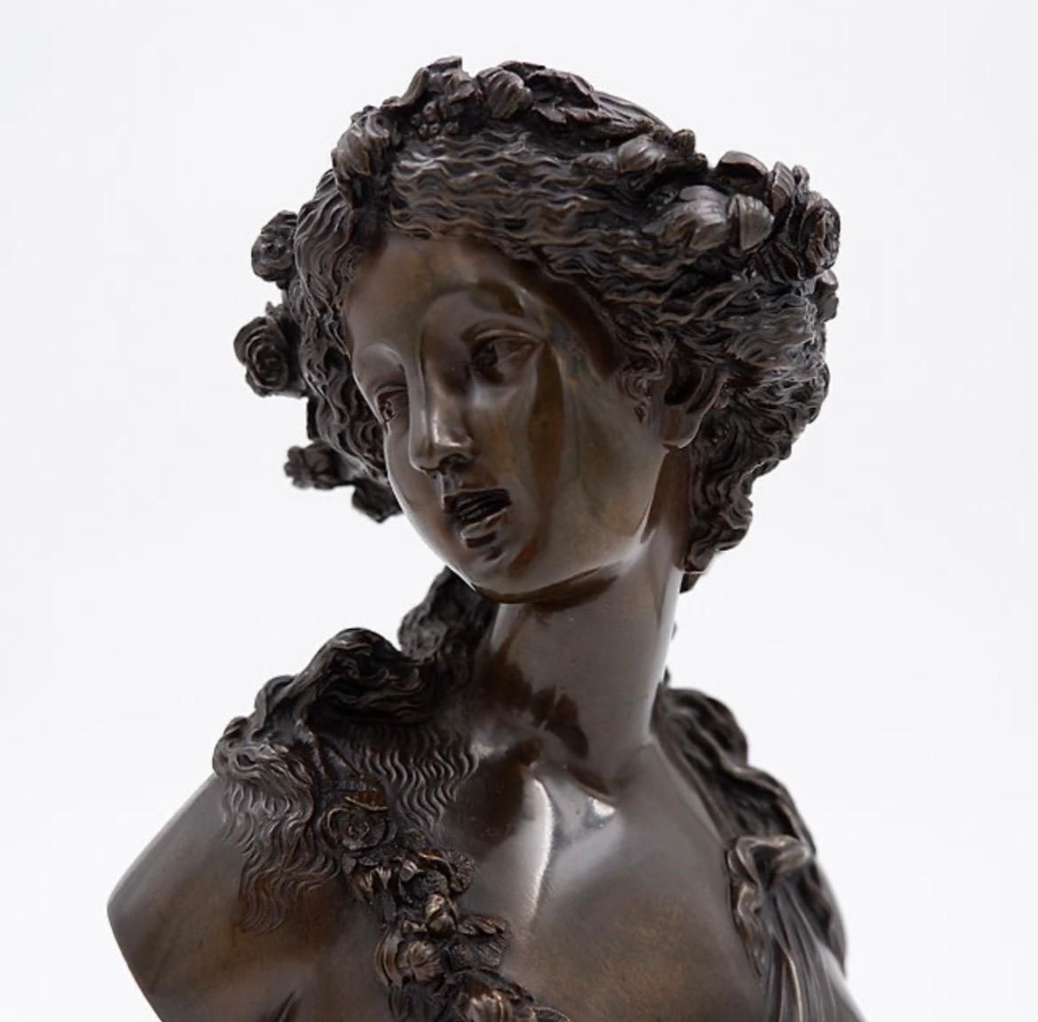 J.C. Marin Bronze "Jeune Femme Couronnée De Fleurs " 19th Century photo 693.0