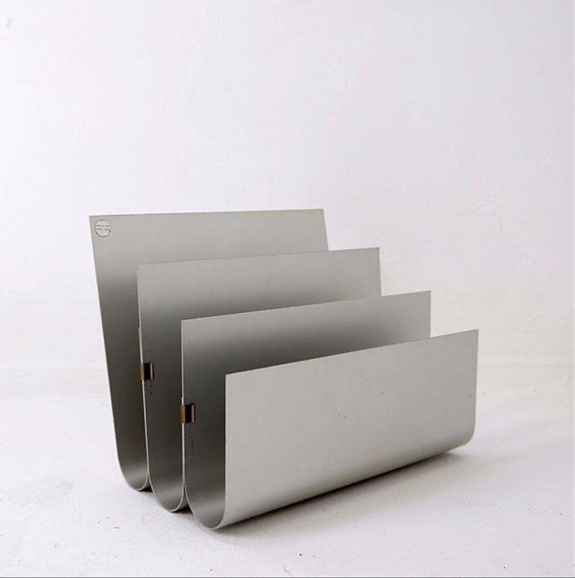 Aluminum Magazine Rack By Pierre Vandel For Espace Pierre Cardin, 1970s photo for sale