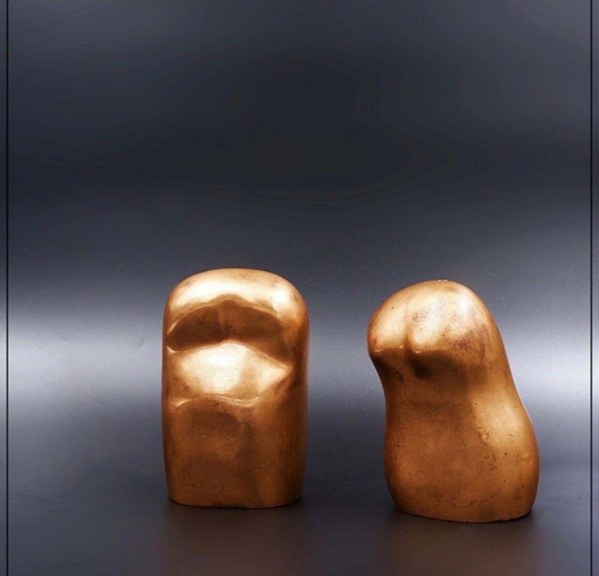 Antique Bronze Busts Sculpture Set, Decorative Art, 1987, Good Shape photo Art