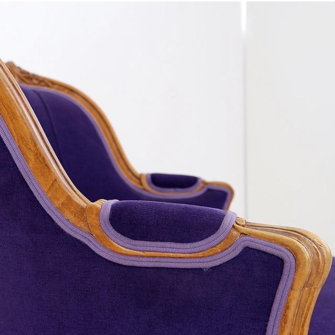 French Bergere Armchair    New Mauve Velvet Upholstery   20th photo furniture