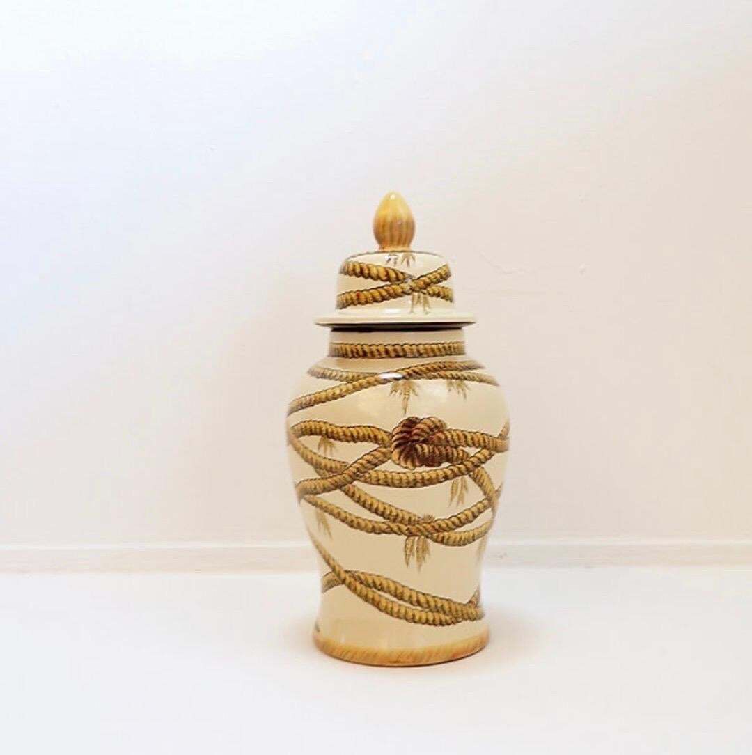 Large Porcelain Rope Vase Potiche, Contemporary Design, 21st Century photo for sale