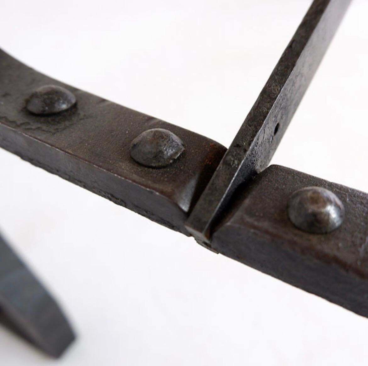 1950s Industrial Bistro Table, Wrought Iron And Wood, Arts And Crafts photo Furniture