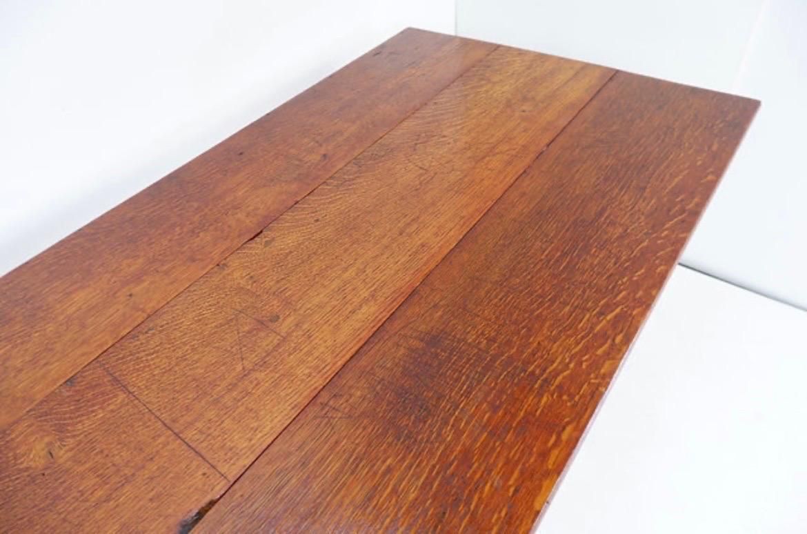 photo buy 1950s Industrial Bistro Table, Wrought Iron And Wood, Arts And Crafts