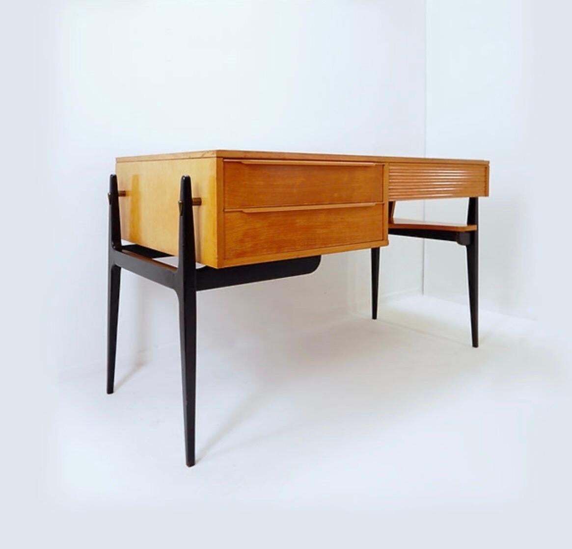 Alfred Hendrickx Style De Coene Desk, Beech Wood, Belgium, 1950 photo buy