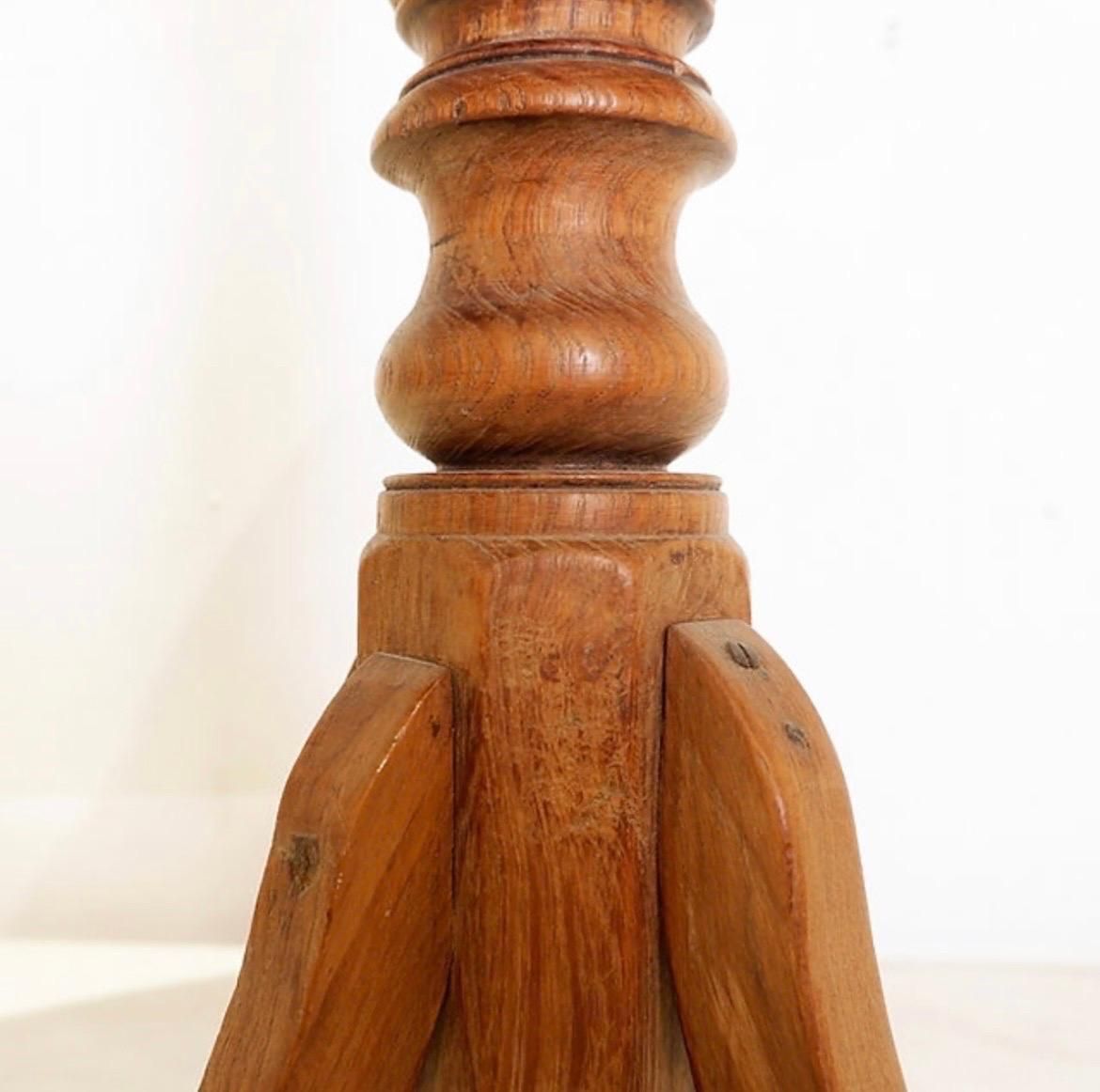 Rustic Round Pedestal Table, Pine Wood, Campaign Style, France, 1958 photo furniture