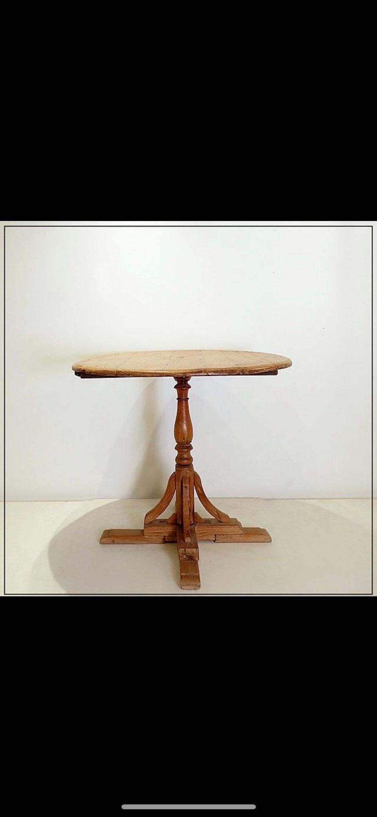1365.0 Rustic Round Pedestal Table, Pine Wood, Campaign Style, France, 1958 photo