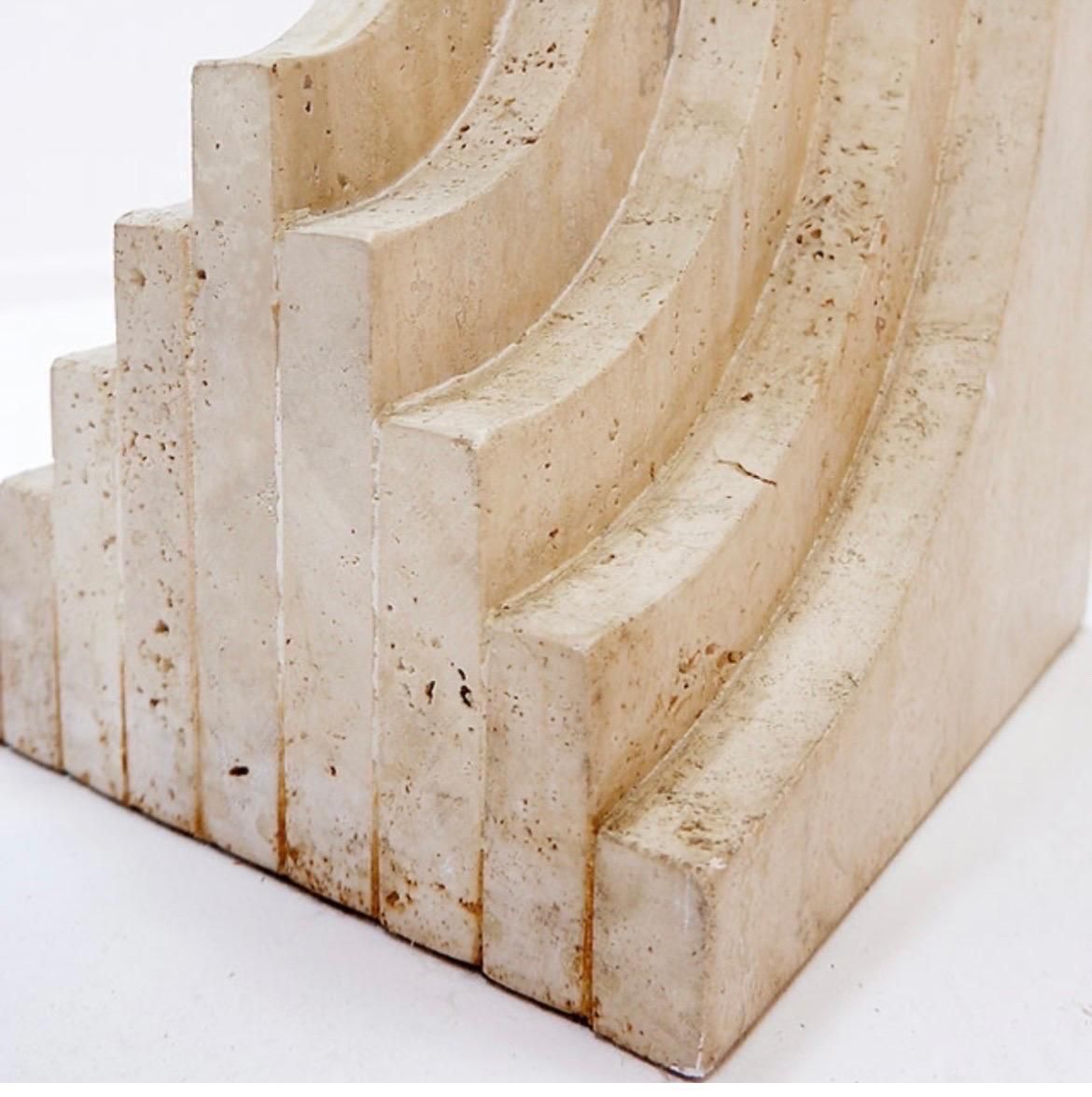 Sculptural Glass And Travertine Coffee Table Tobia Scarpa Style   1980s photo vintage