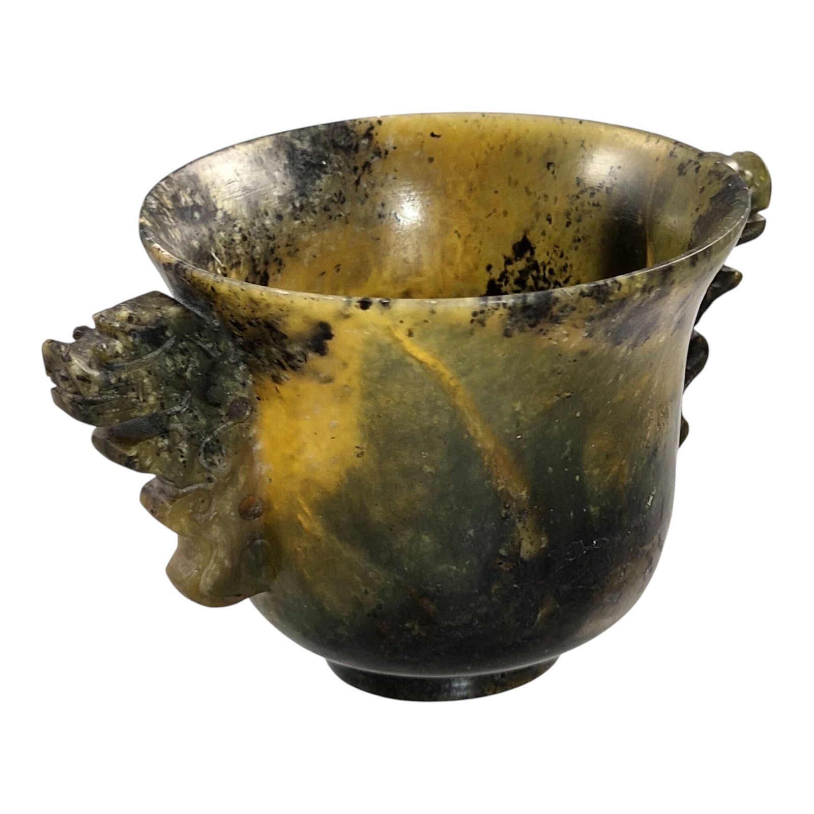 Chinese Nephrite Archaistische Geleerdenkom Met Taotie Handvatten Ca. 1900-1910 photo vinterior