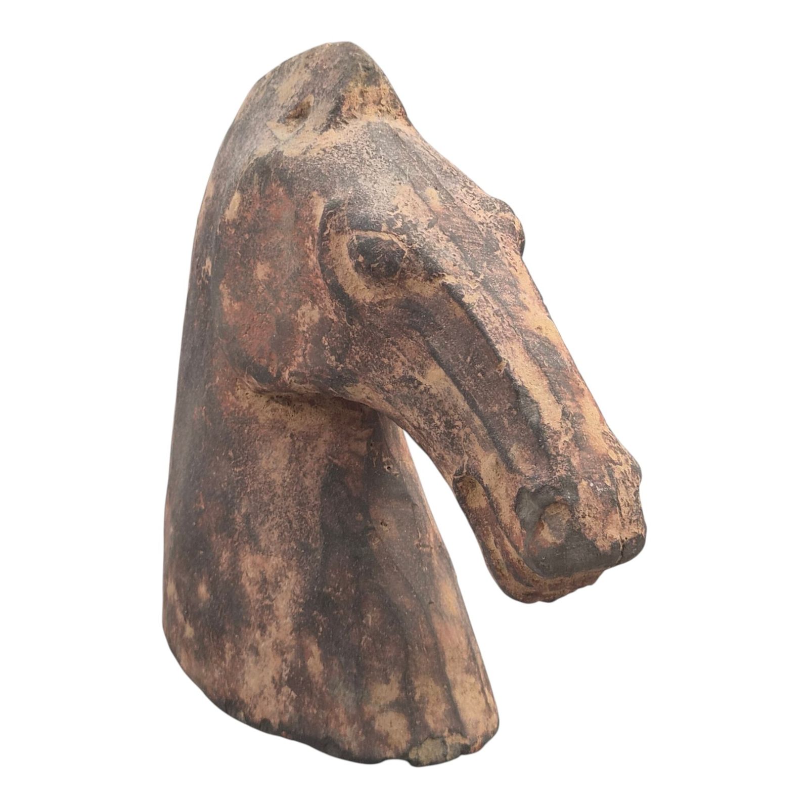 Chinese Han Dynasty Type Painted Terracotta Horse Head, Mingqi Tomb Figure photo furniture
