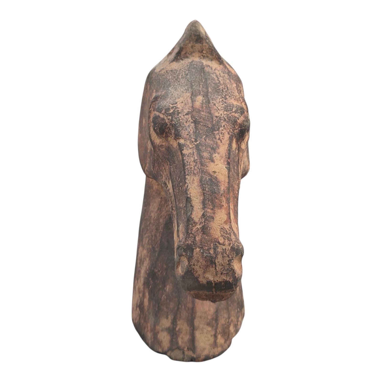 Chinese Han Dynasty Type Painted Terracotta Horse Head, Mingqi Tomb Figure photo for sale