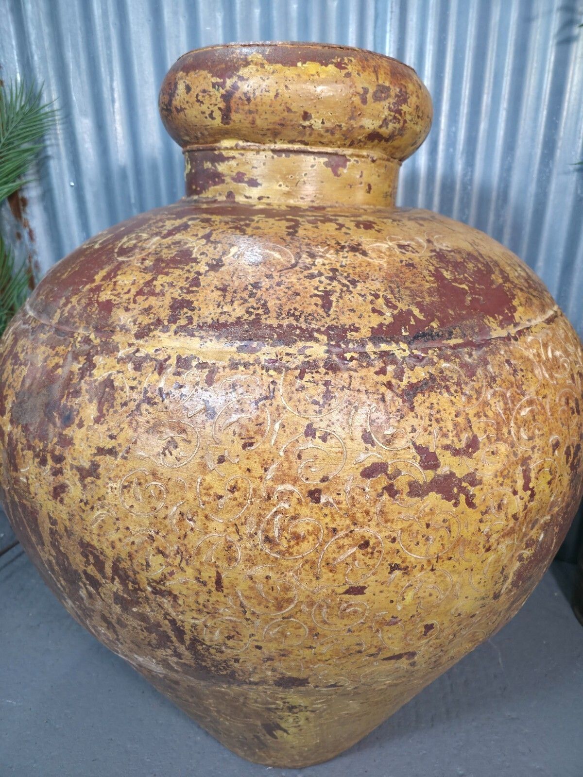 Giant Xl Unique Indian Hand Made Metal Water Carrier Vase Urn Water Feature photo for sale