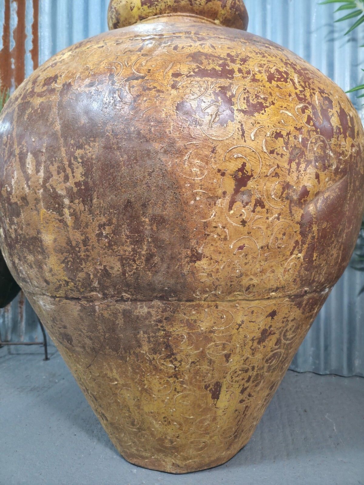 Giant Xl Unique Indian Hand Made Metal Water Carrier Vase Urn Water Feature photo vinterior