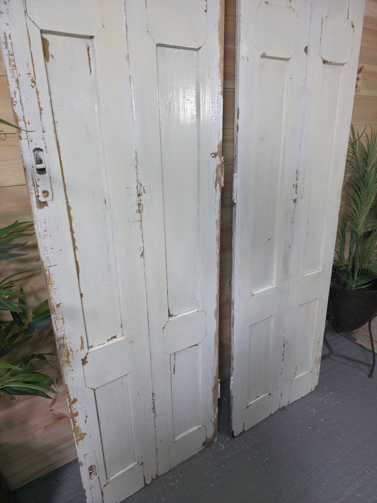 photo for sale Vintage French Wooden Pine Bi Folding Window Door Shutters Screen Room Divider
