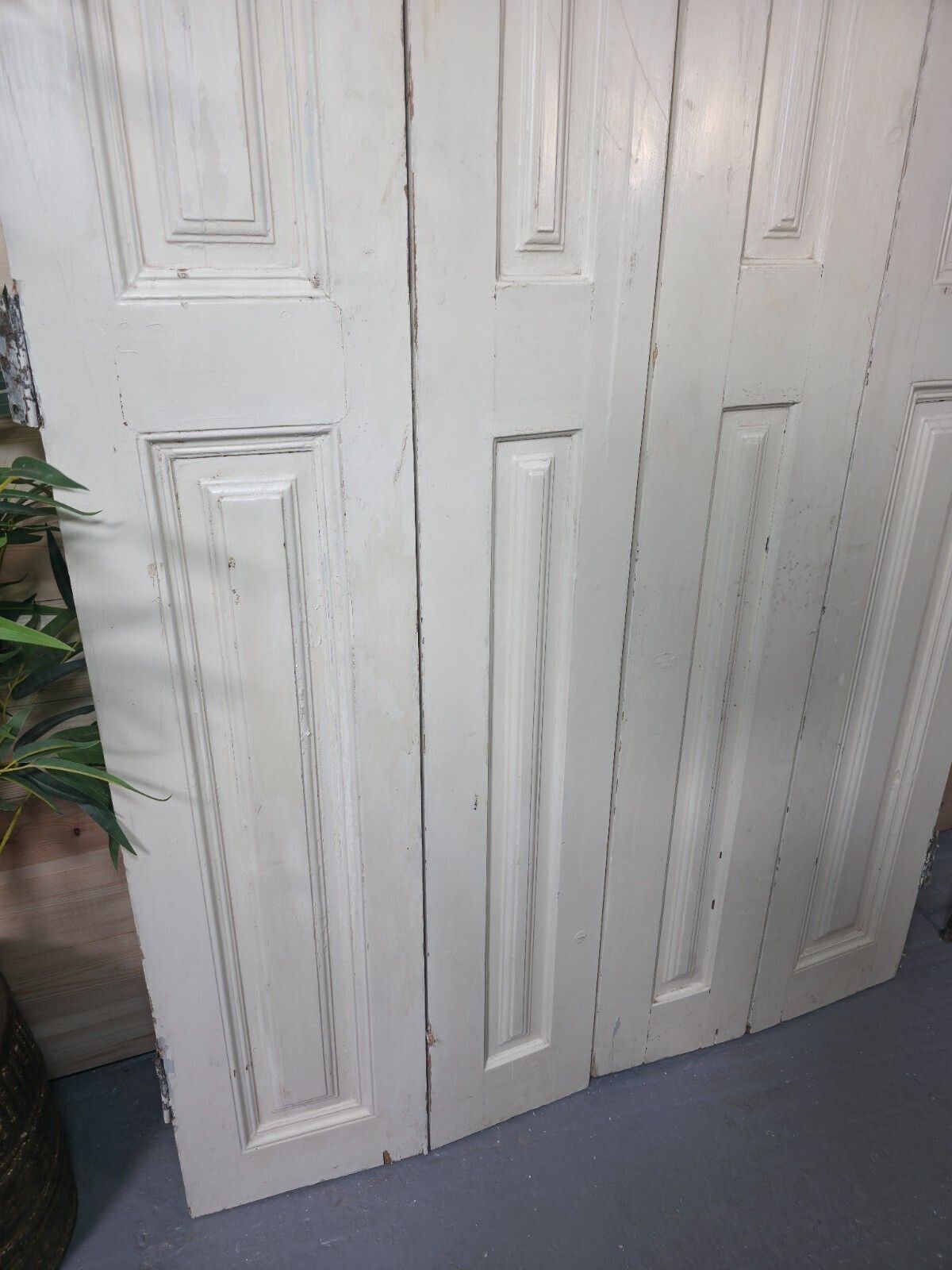 Vintage French Wooden Pine Bi Folding Window Door Shutters Screen Room Divider photo Home Decor