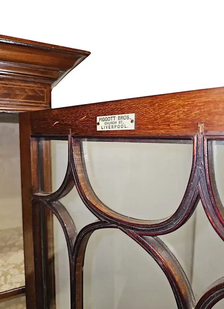 A Very Fine Edwardian Inlaid Display Case Labelled Piggott Bros Liverpool photo furniture