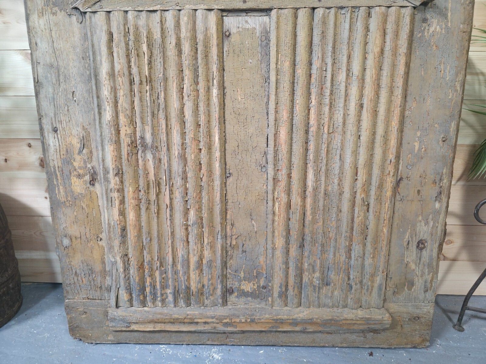 Antique French 19th Century Rustic Wooden Vineyard Cellar Door photo for sale