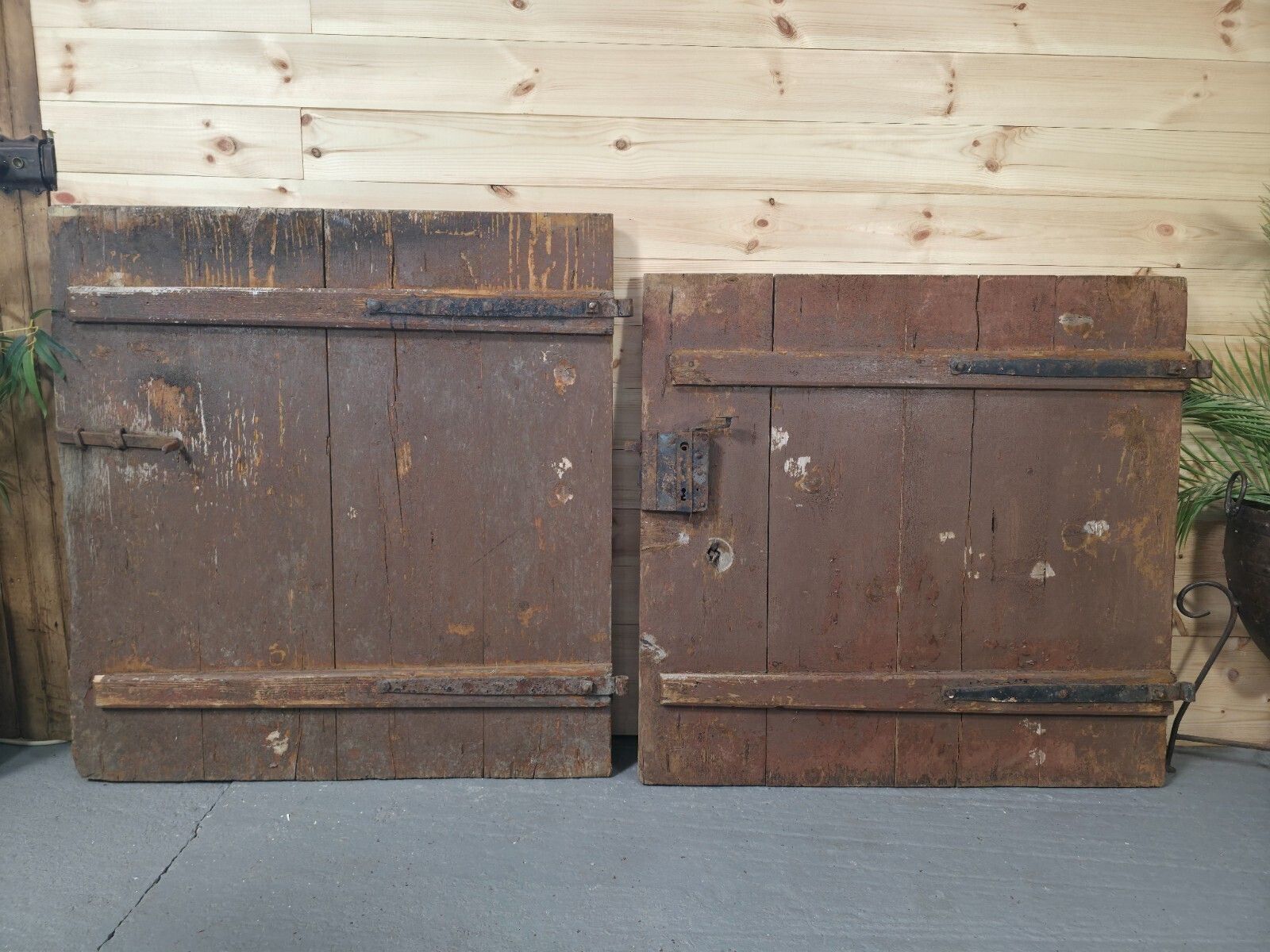 Antique French Split 2 Piece Rustic Wooden Vineyard Cellar Stable Door photo vintage