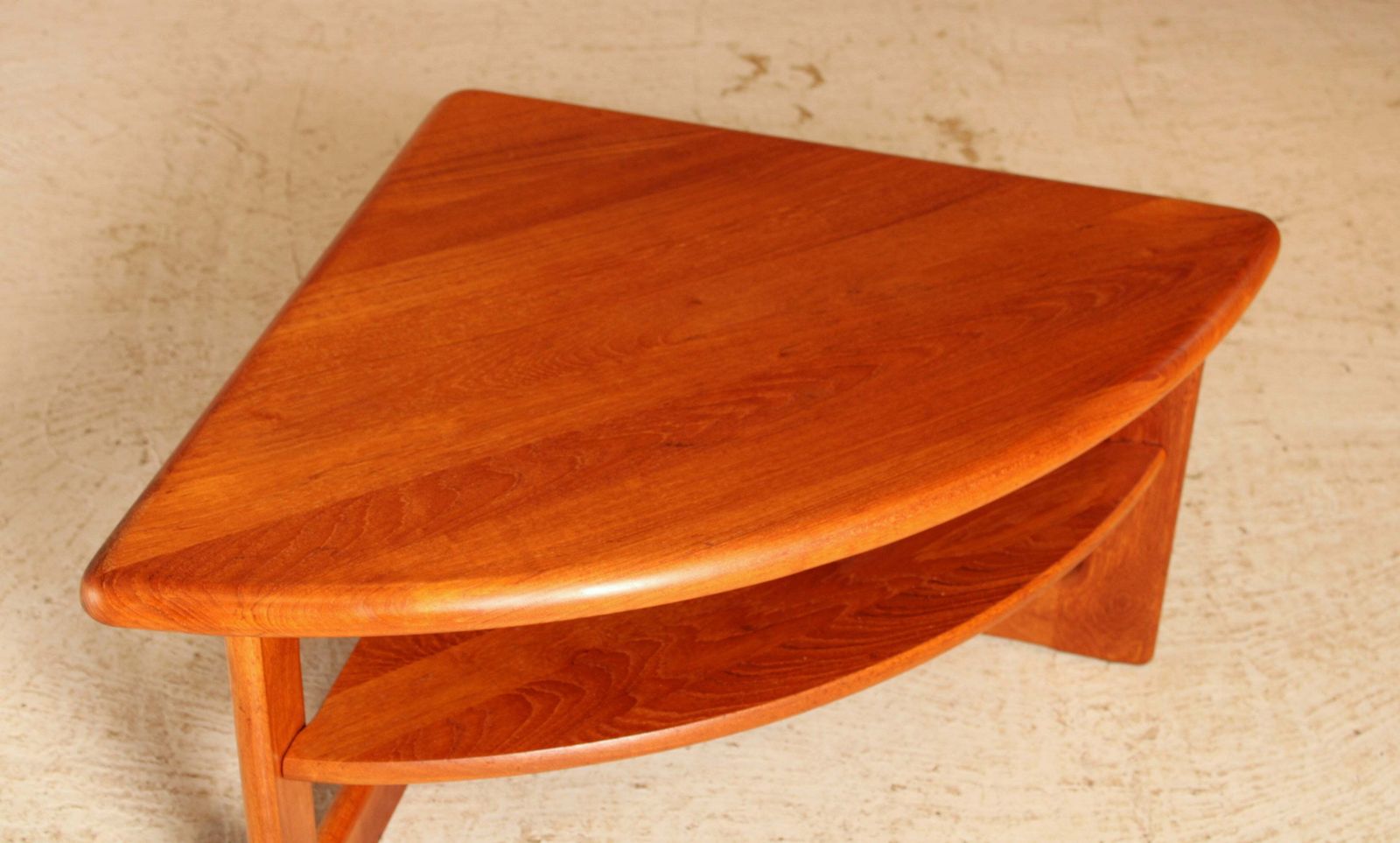 Danish Mid Century Solid Teak Corner / Coffee Table With A Magazine Shelf By S. Burchardt Nielsen, Circa 1970s photo Furniture