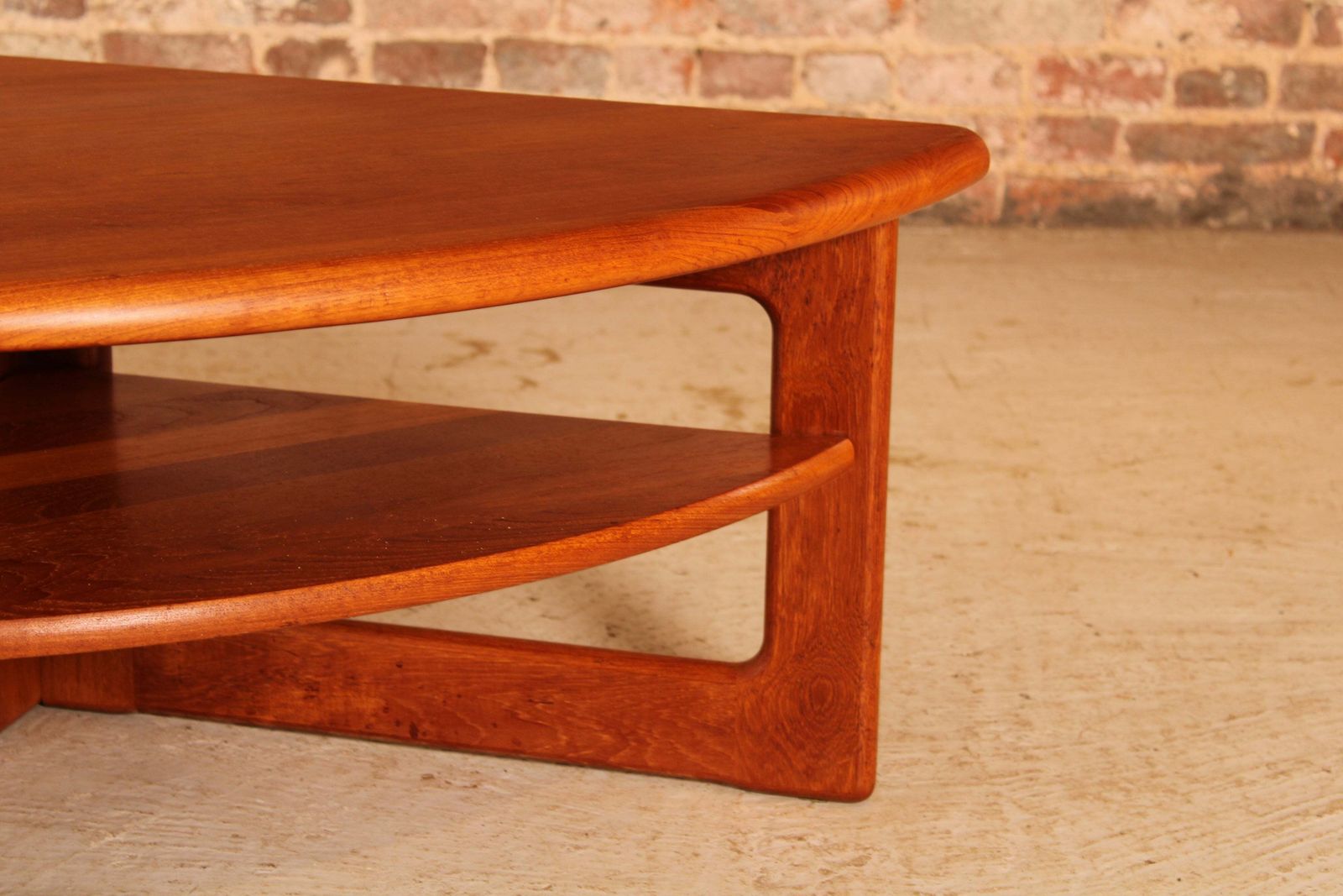 Danish Mid Century Solid Teak Corner / Coffee Table With A Magazine Shelf By S. Burchardt Nielsen, Circa 1970s photo 425.0