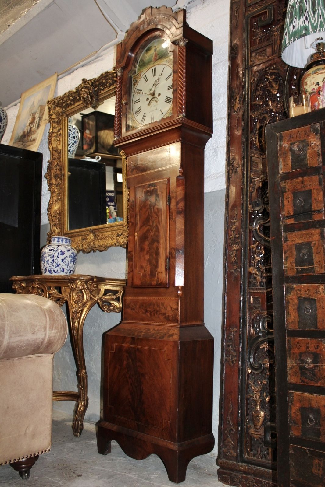Antique Welsh Victorian Long Case Mahogany Grandfather Clock R Fox Of Pontypool photo for sale
