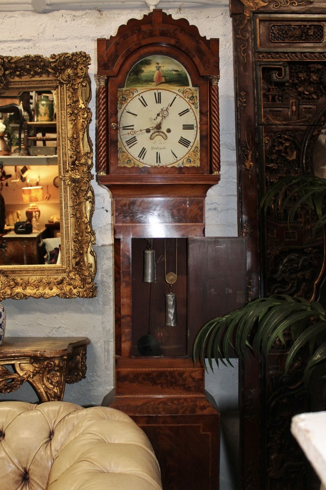 Antique Welsh Victorian Long Case Mahogany Grandfather Clock R Fox Of Pontypool photo Home Decor