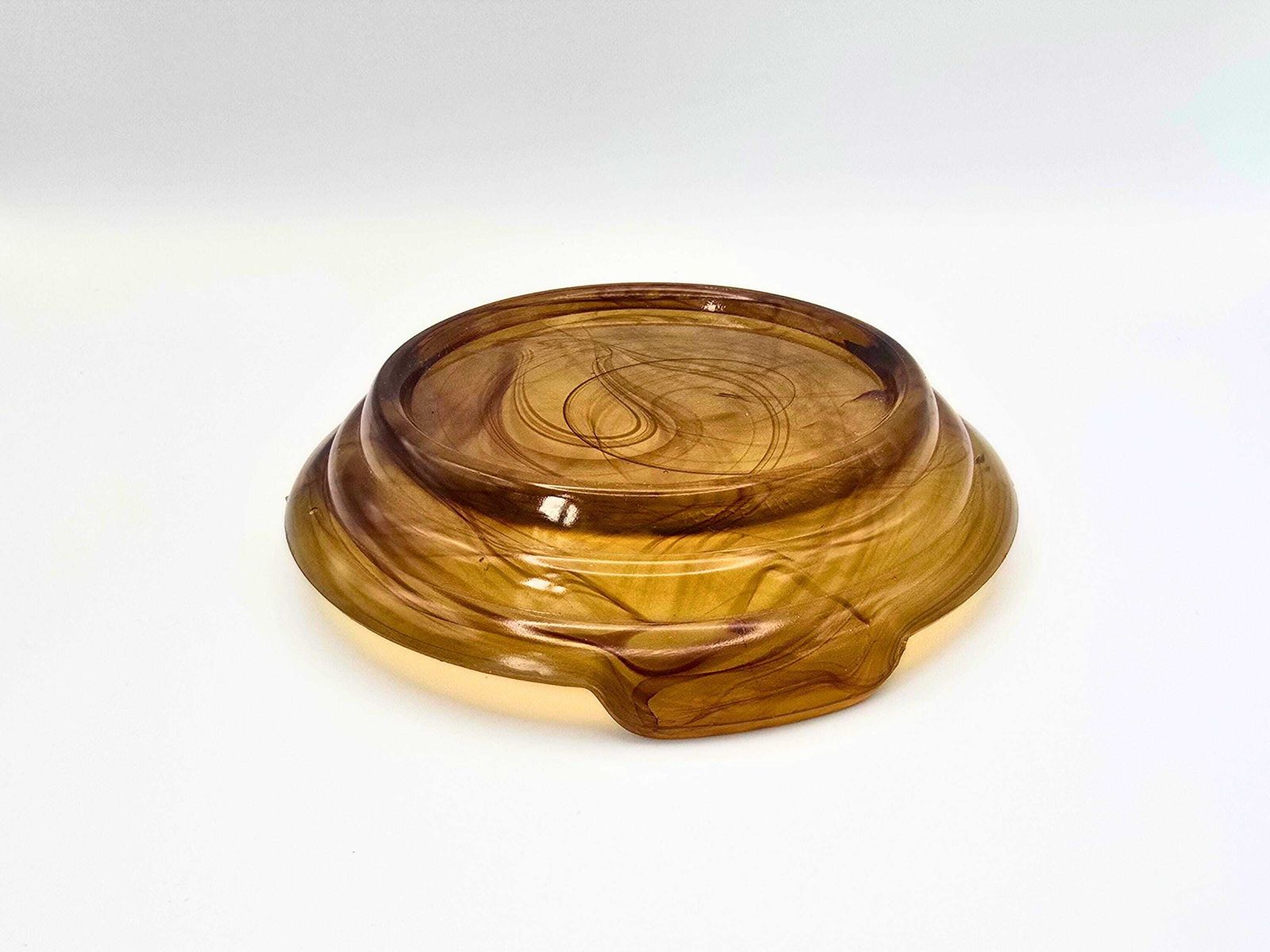 Art Deco Davidson Cloud Glass Flower Bowl   3 Piece Brown Depression Glass 1930s #10/1910 photo Home Decor