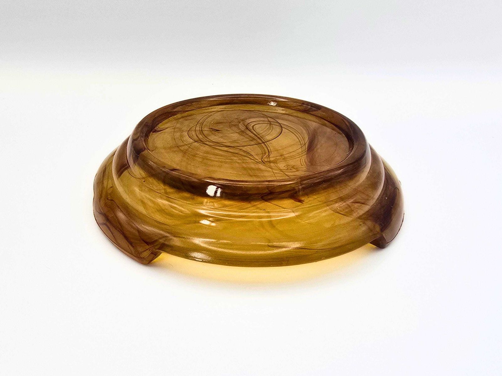 Art Deco Davidson Cloud Glass Flower Bowl   3 Piece Brown Depression Glass 1930s #10/1910 photo vinterior