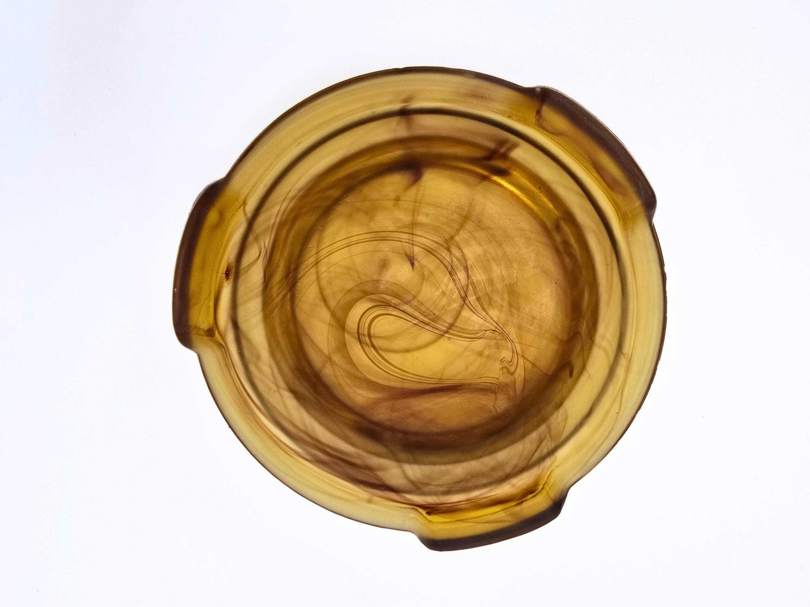 Art Deco Davidson Cloud Glass Flower Bowl   3 Piece Brown Depression Glass 1930s #10/1910 photo vintage