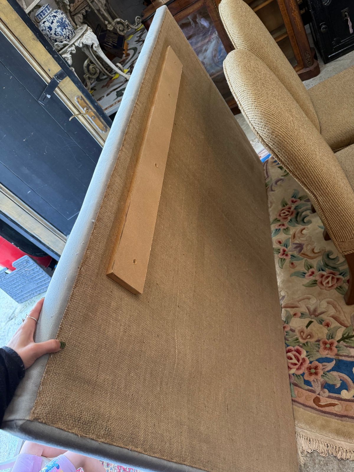 Bespoke Interior Design Super King Size Headboard Upholstered Tufted Bed Grey photo vinterior