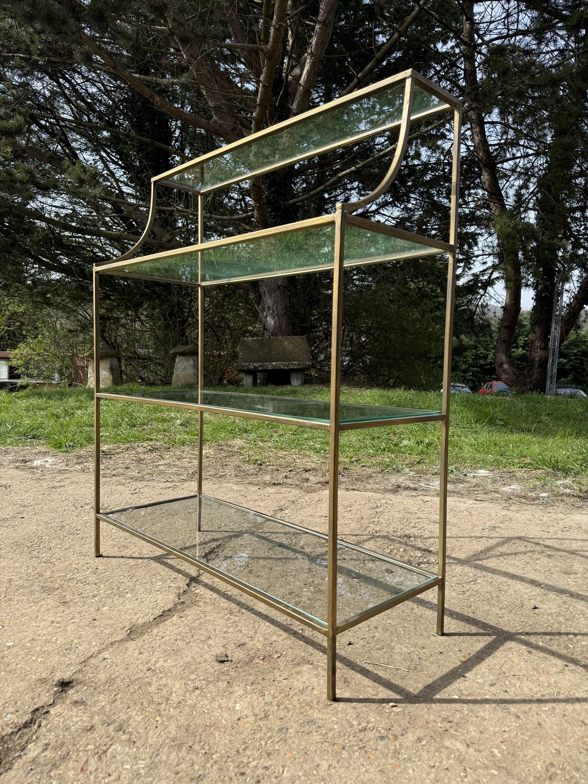 Gold Waterfall Bookcase Glass And Brass Shelving By Luxonas Homes