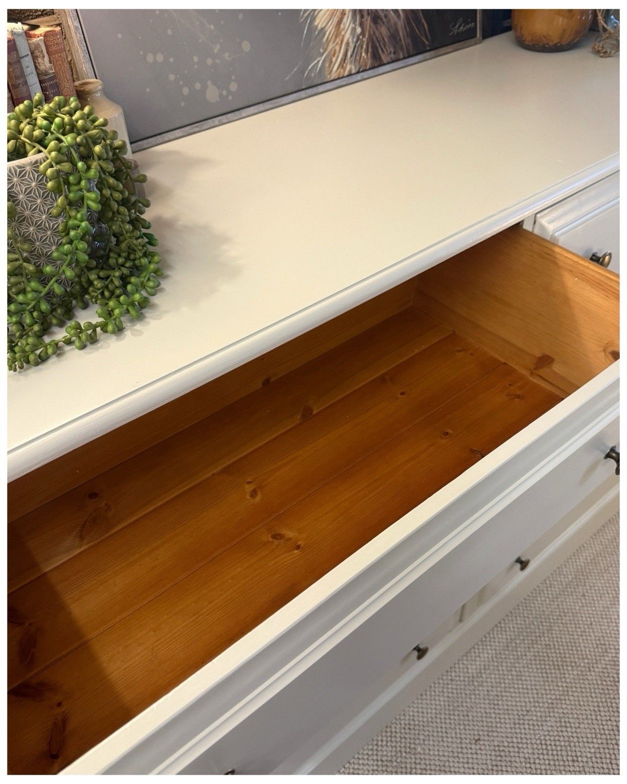 Large Painted Pine Chest Of 8 Drawers Shaded White By Farrow & Ball photo vintage